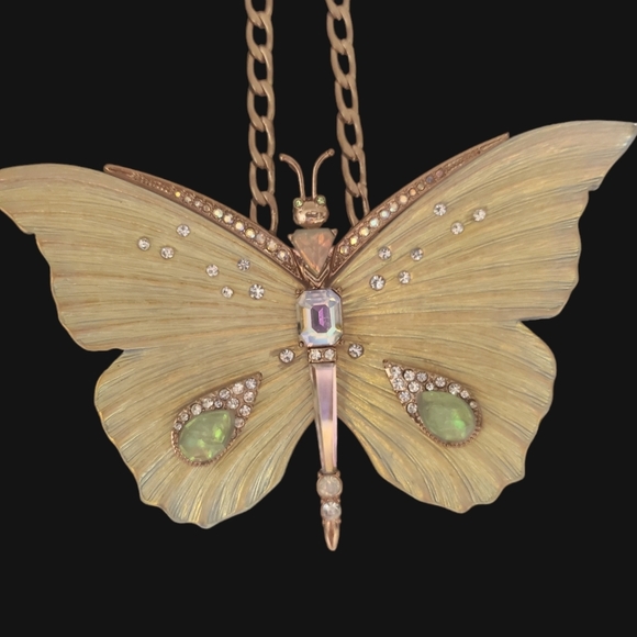 Betsey Johnson Jewelry - Opalescent butterfly necklace with rhinestones